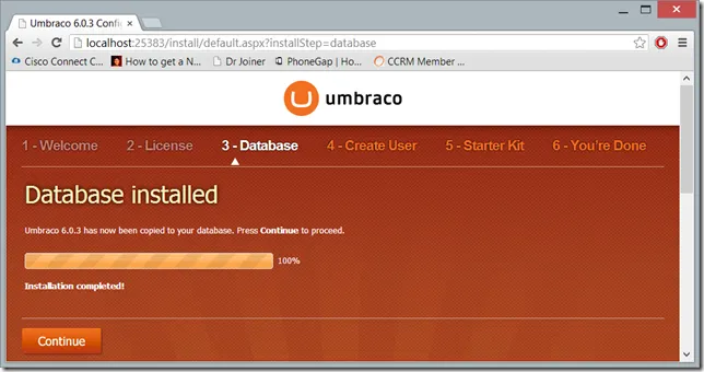 Database Installation completed