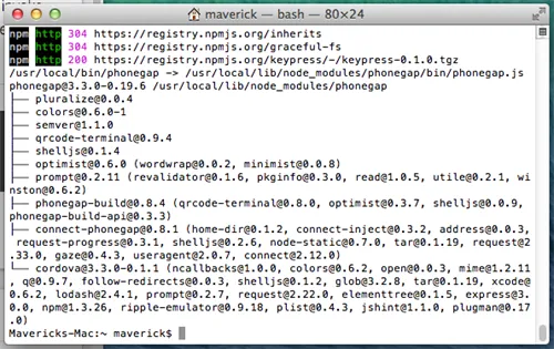 PhoneGap Install Success