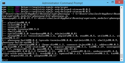 Setup Phonegap Windows Success