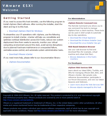 VMWare Esxi 6.0 Web interface