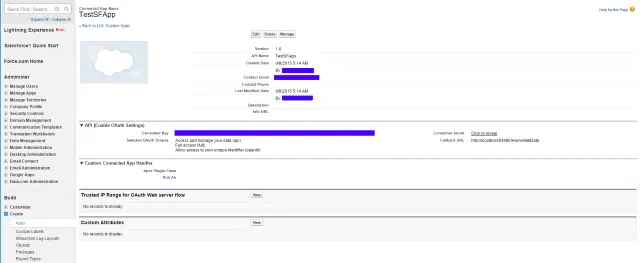 Salesforce > Connected App Details