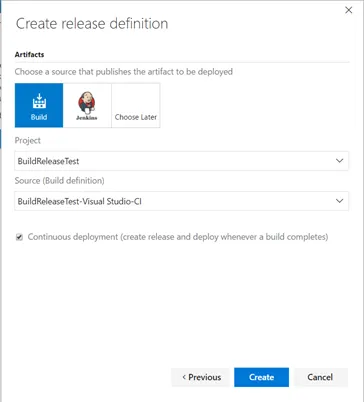 Create release definition – 2